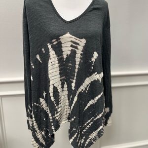 Young Broke & Fabulous Gray  Long Sleeve Tie Dye SweaterTop (b2)